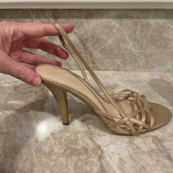 Gold Leather Rochelle Strappy Heels - Picture 5 of 5